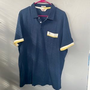 Original Penguin XL Navy Striped Sleeves Polo preppy new money country club
